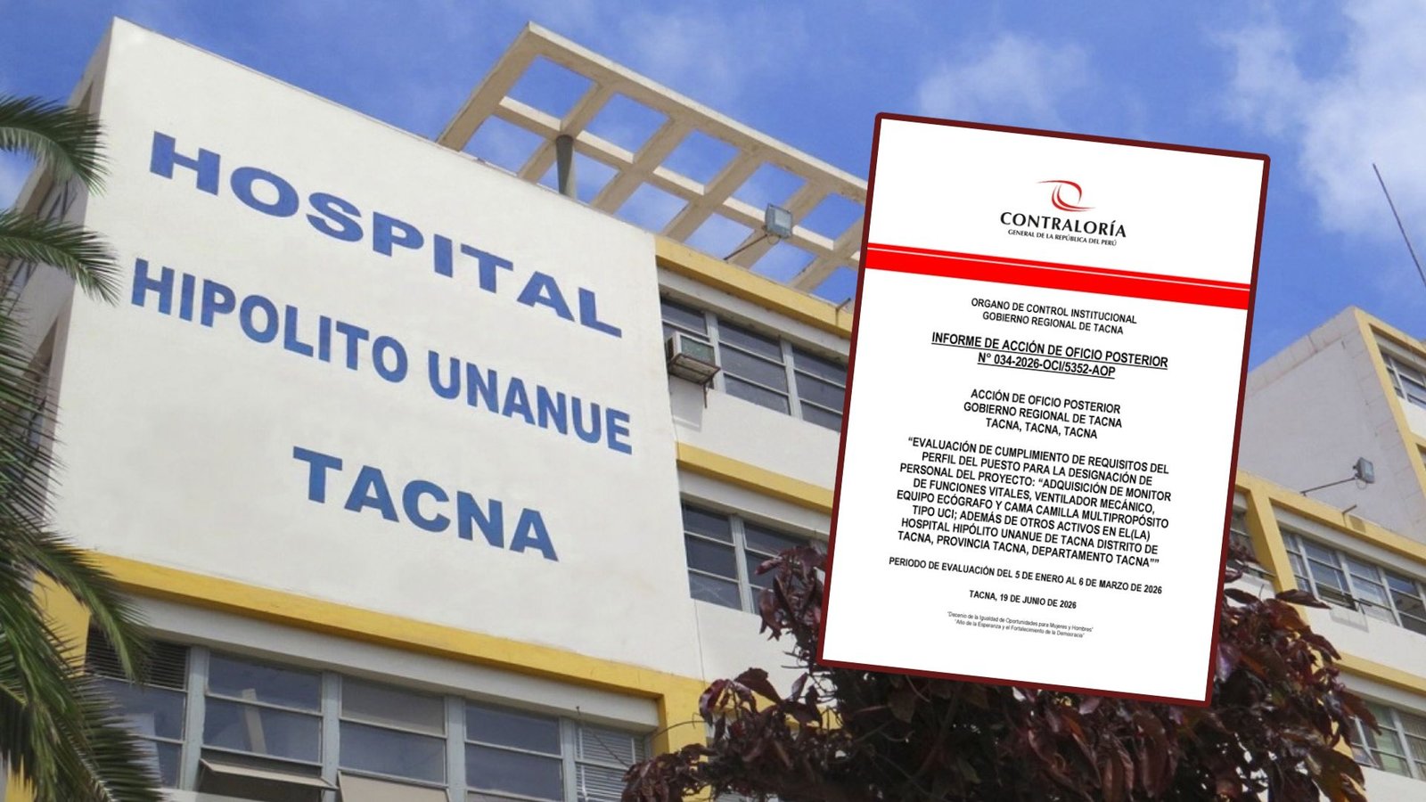 irregular designación en proyecto del Hospital Unanue en Tacna